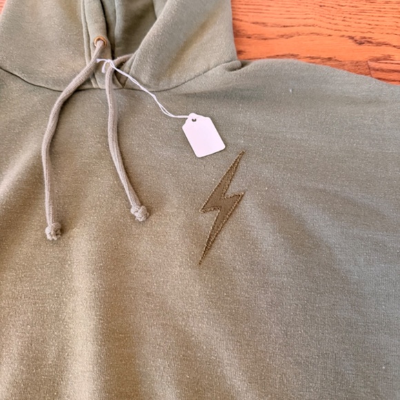 NWT Aviator Nation Bolt Stitch 2 Relaxed Pullover Hoodie in Faded Army (Size XS) - Picture 3 of 10
